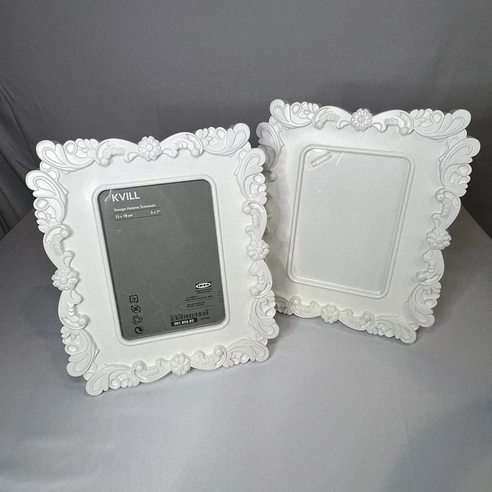 IKEA KVILL Picture Frames White Helena‎ Svenson 5 x 7 Rectangle Set of 2 Floral